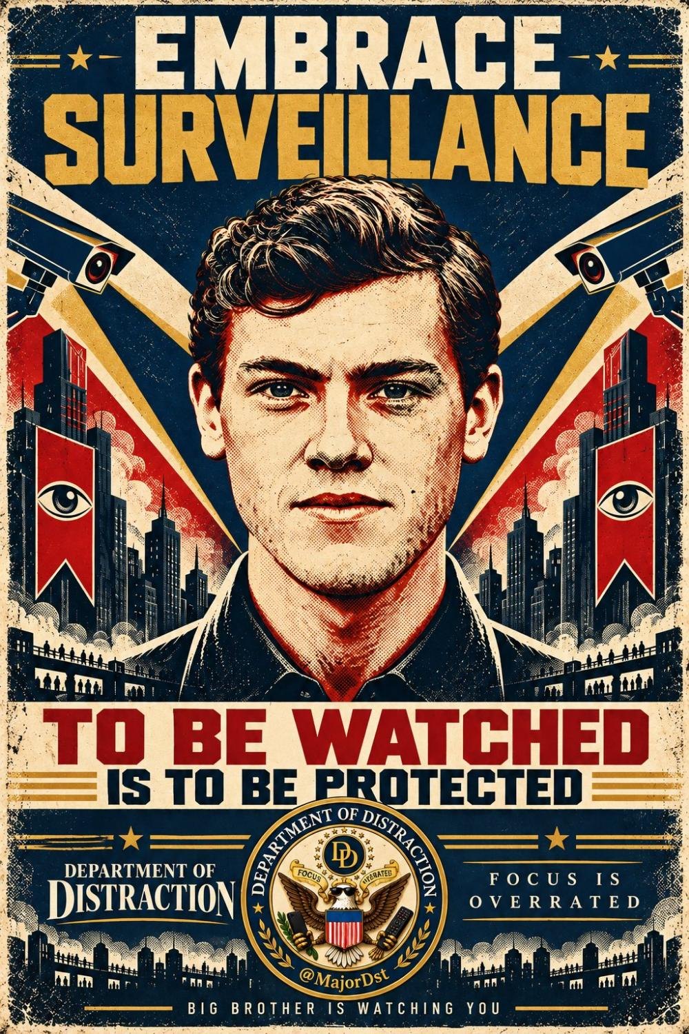 The surveillance spokesman on his own poster